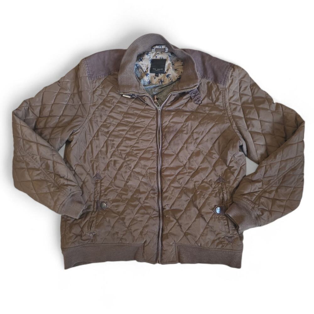 Men's Diamond-quilted Bomber Jacket by Ted Baker London Brown Size 7